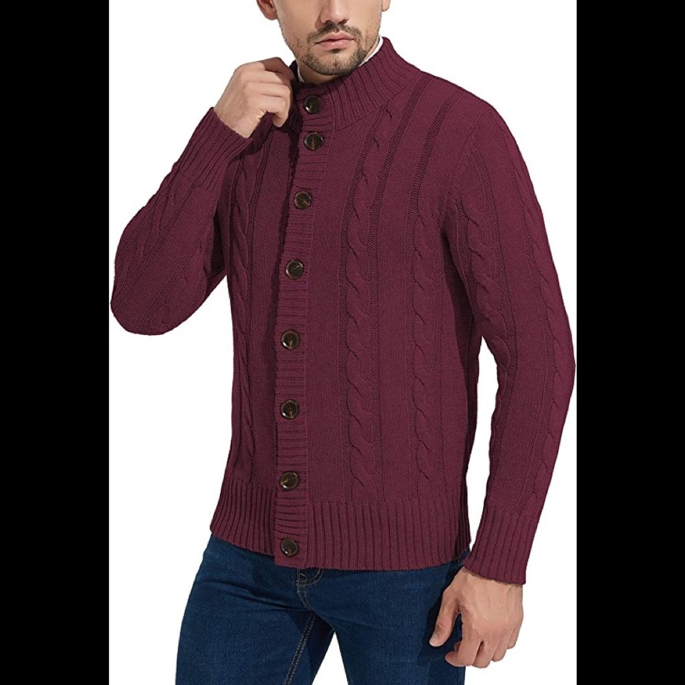 New Mens Rayon Cardigan Sweater w/ 8 Button Closure Multiple Sizes